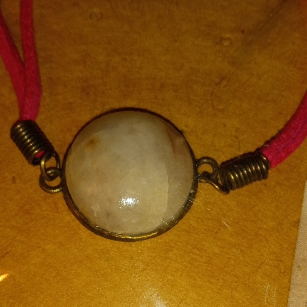 Elegant Gold and Pink Bracelet Hand Made Nebraska River Rock